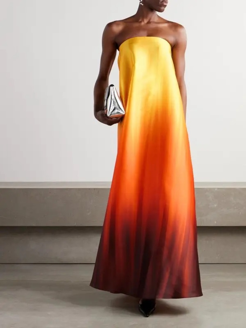 DIMA AYAD Oversized Strapless Ombré Pleated Taffeta Gown